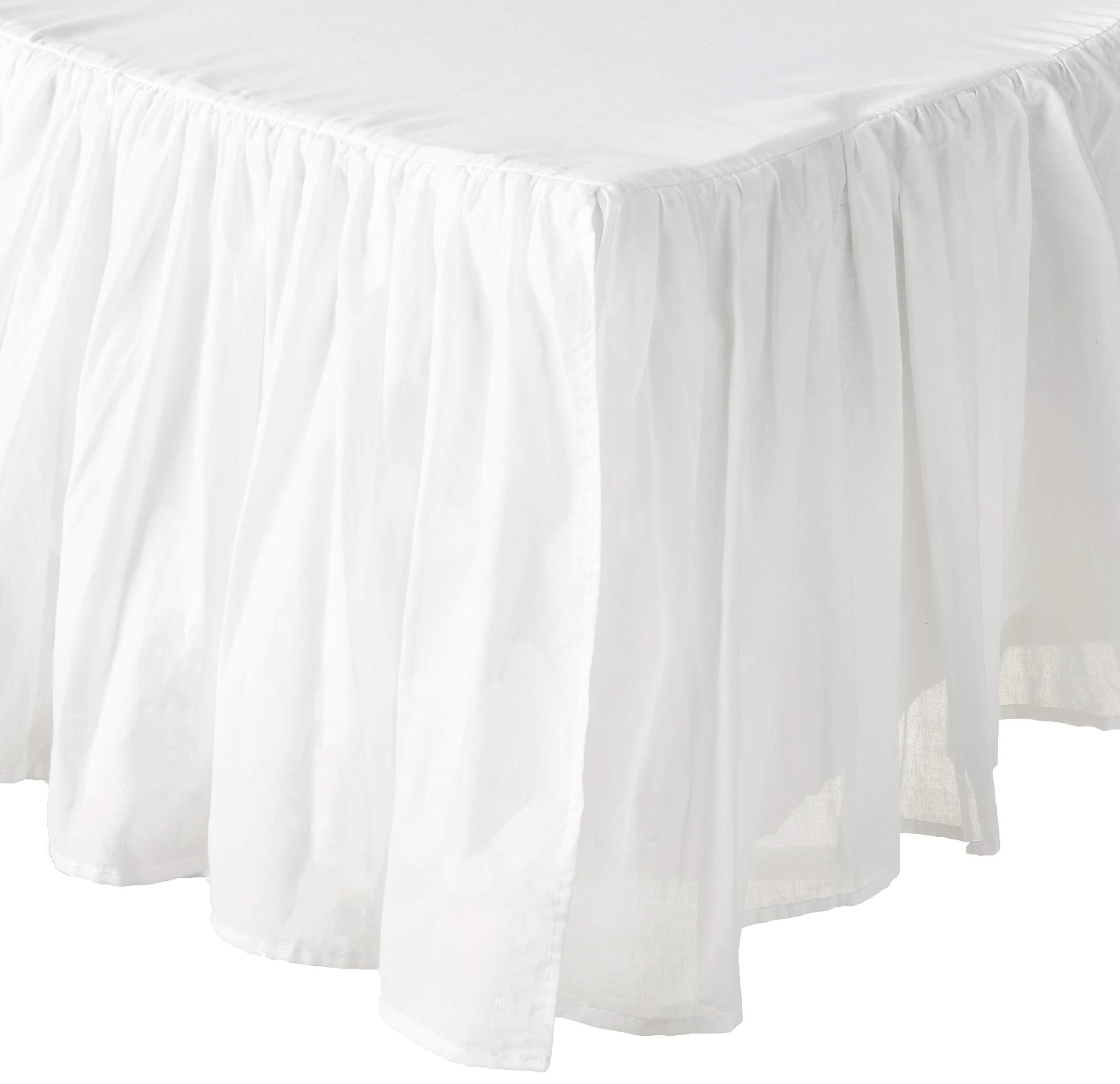 Greenland Home Fashions Cotton Voile Bed Skirt - 18 in. Ruffle - White - Queen