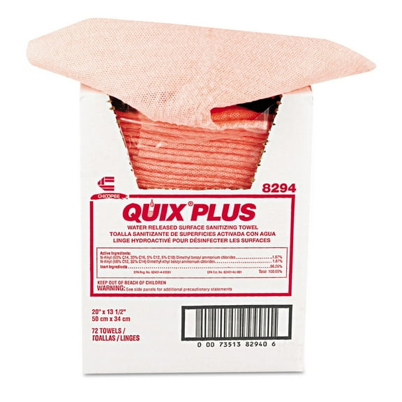 Chix Quix Plus Disinfecting Towels 13 1/2 x 20 Pink 72/Carton 8294