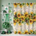thumbnail image 3 of Shower Curtain, Farmhouse Sunflower Vintage Star Waterproof Shower Curtain Set with Hooks for Bathroom Showers,Stalls and Bathtubs,72x72In Retro Flower Leaves, 3 of 9