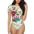 thumbnail image 2 of Picia Bird Butterfly Rose Womens One Piece Swimsuits Modest Tummy Control Bathing Suits Lace Up Slimming Swim Suit-XX-Large, 2 of 9