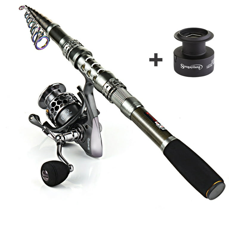Sougayilang Telescopic Fishing Rod and Reel Combos Portable Telescopic  Fishing Pole Spinning Reels 