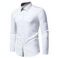 thumbnail image 2 of WREESH Men's Classic Patchwork Collar Shirt - Long Sleeve Button Down Dress Shirt with Solid Color Options, Office & Dinner Party, 2 of 9