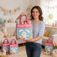 thumbnail image 4 of Anhility 12Pcs Easter Gift Bags Multicolor Bunny and Eggs Treat Tote Bags with Handles Egg Hunt Bag for Snack Candy Treat Party Favor Spring Birthday Party Supplies, 7.87x7.87x3.54in, 4 of 6