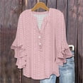 thumbnail image 5 of Short Sleeve Tops for Women Going Out Women's Clothing Bell Lightweight T Shirts Trendy Womens Blouses Pink, 5 of 5