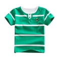 thumbnail image 1 of Zhuashum 5-6 Years T Shirt For Boy Summer Lapel Short Sleeve Tee Solid Color Weekend Tops Adorable Daily Wear Green, 1 of 3