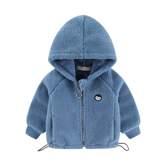 WhouRiu Toddler Boy Coat Thickened Warm Full Zip Long Sleeved Hooded Coats Winter Soft Cozy Jackets Blue,Sized 2-3