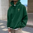 thumbnail image 4 of Love Jesus Hoodies for Men Christian Bible Verse Pullover Sweatshirt Casual Loose Green L, 4 of 4