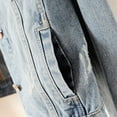 thumbnail image 4 of Women's Distressed Denim Jacket Long Sleeve Casual Jean Coat Style Lightweight Comfortable Outerwear, 4 of 5