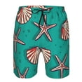 thumbnail image 4 of Disketp Men'S Swim Trunks Hawaiian Breathable Surf Beach Swimsuits Mesh Lining Beach Shorts With Pockets-Starfish And Shell, 4 of 9