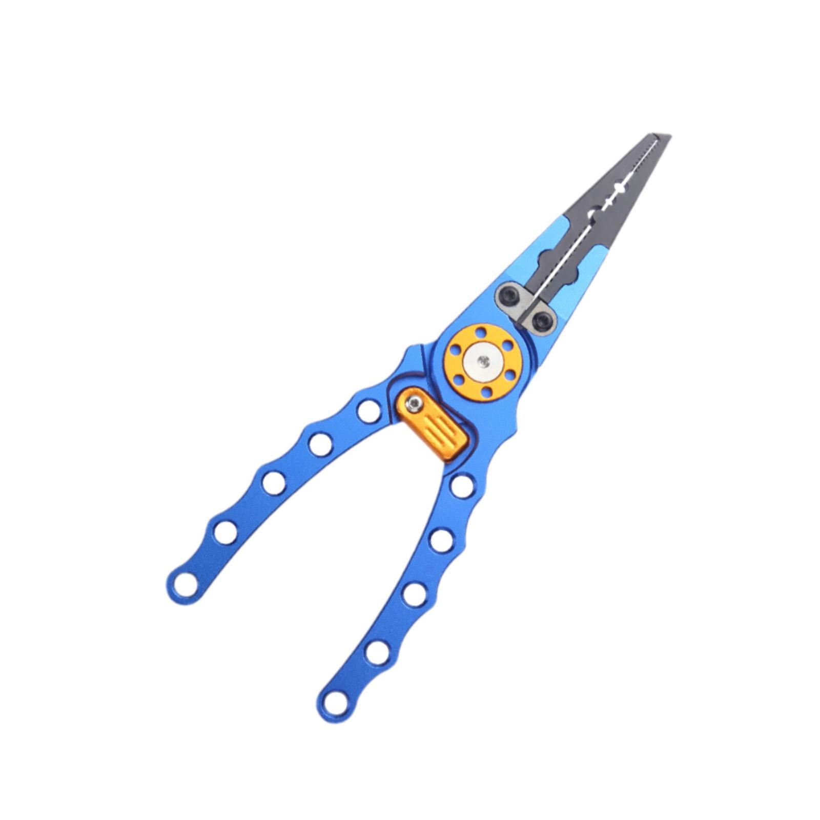 colaxi Fishing Pliers Fishing Gripper Fishing Gear Freshwater Aluminum Alloy Comfortable Gripping Fishing Line Cutting Fishing Tool Blue