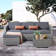thumbnail image 3 of JOIVI 5 Pieces Outdoor Patio Furniture Set, All Weather PE Gray Wicker Rattan Sectional Furniture Set with Coffee Table, Dark Gray, 3 of 8