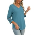 thumbnail image 5 of Ronuti 3/4 Length Sleeve Womens Tops Dressy Casual Blouses for Women 2025 Trendy V Neck T Shirts Fall Clothes, 5 of 9