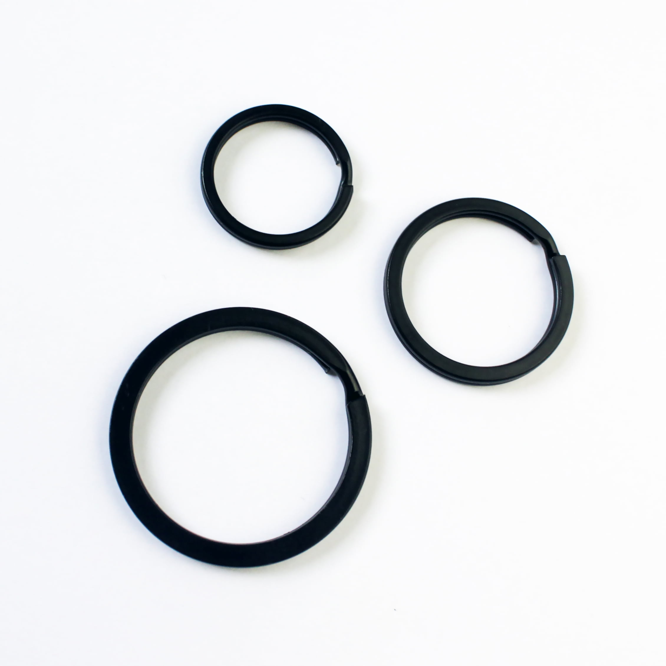 Split Key Rings Large 40-50MM Flat Surface Double Metal Loop Black