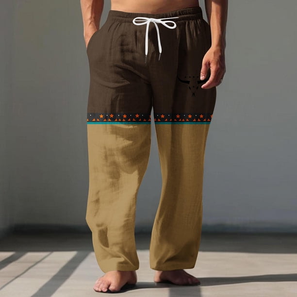Pantalones largos para hombre, cintura elástica, transpirables, cómodos, suaves, informales, de playa, de poliéster.