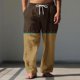 thumbnail image 1 of Pantalones largos para hombre, cintura elástica, transpirables, cómodos, suaves, informales, de playa, de poliéster., 1 of 5