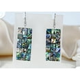 thumbnail image 5 of Beautiful Ocean Long Rectangle Shaped Abalone Seashell Dangle Earrings, 5 of 8