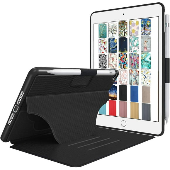 AmPm for iPad 10.2 Inch 9 8 7 [ iPad 9th / 8th / 7th Gen ] Air 3 10.5 inch / PRO 10.5 inch A1701 A2152 A2602 A2270 A2197 Printed Folio Silicone Shell Cover - Blue & Yellow Flowers