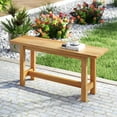 thumbnail image 2 of Costway 1 PCS Outdoor Teak Wood Bench 2-Person Loveseat Seating for Porch Patio Backyard, 2 of 9
