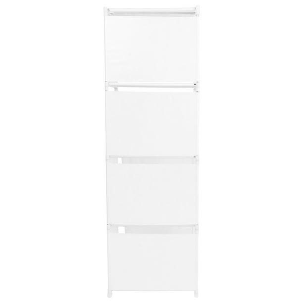 GOOHOCHY Armario ropero blanco con cortina corrediza transparente, pequeño armario de almacenamiento para dormitorio con múltiples capas, organizador de armario independiente para ropa.