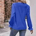 thumbnail image 6 of Plus Size Tops for Women V-Neck Long Sleeve Solid Loose T-shirt Blue M, 6 of 6