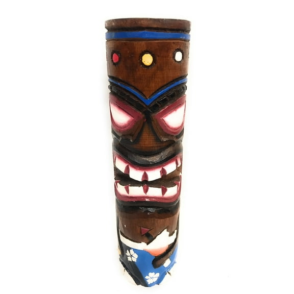 Tiki Totem 10" w/ Mai Tai Cocktail- Hand Carved & Painted | #dpt535825g
