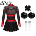 thumbnail image 2 of Uniformes de animadoras para niñas, traje de baile de animadoras, disfraz de animadora, uniforme de animadora escolar con diamantes de imitación, 2 of 5