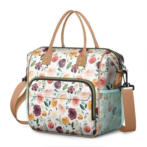 Pioneer Flower Floral Print Pattern Womens Lunch Box for Work,Insulated Large Lunch Bag for Tween and Teen,Loncheras Para Mujer,Leakproof Adult Lunch Bag for Work,Beach,Travel,Picnic,Camping