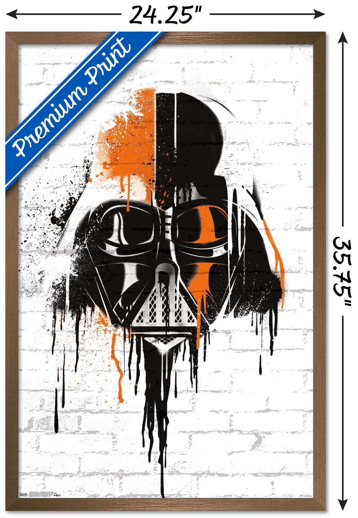 Star Wars: Saga - Vader Black And Orange Wall Poster, 22.375" x 34", Framed