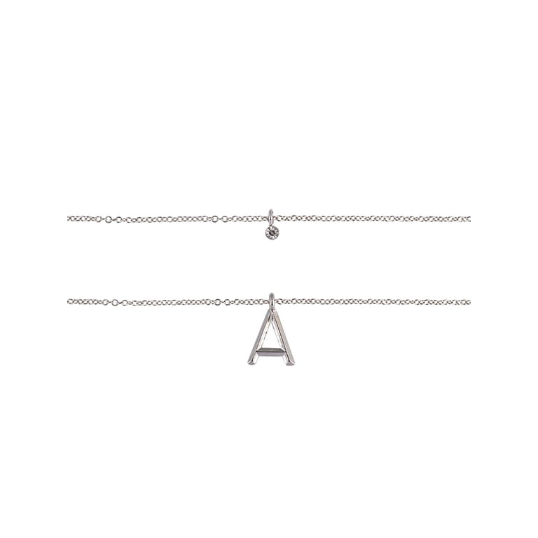 Time and Tru Silvertone Initial A Rolo Chain Pendant Necklace photo 2