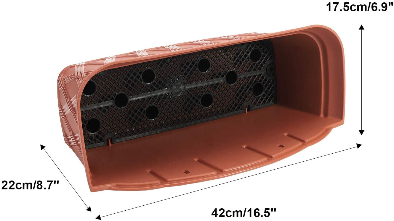 Sungmor 3 Pack Wall Hanging Planters, 16.5 Inch Railing Fence Hanging Flower Pots, Thickened Plastic Water Storage Plant Pot, Indoor Outdoor Garden Balcony Decor, Large Terracotta Color Plant Basket