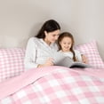thumbnail image 4 of jejeloiu Geometric Plaid Twin Bedding Sets 7-Piece,Modern Geometric Aesthetic Bedding Comforter Set,Pink White Sheet Sets For Girls,Microfiber Room Decoration Reversible, 4 of 8