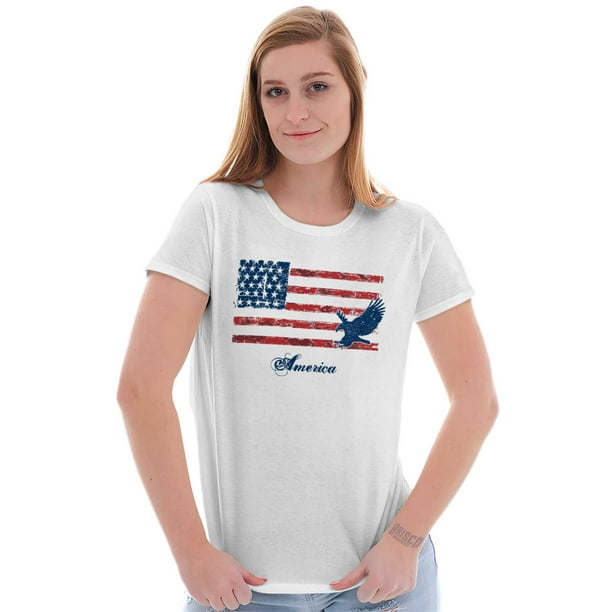America Rugged American Flag Womens T Ladies Tee Brisco Brands - Walmart.com