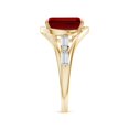 thumbnail image 3 of ANGARA Vintage Inspired Lab Grown 4 Ct Ruby Bypass Shank Engagement Ring for Women in 14K Yellow Gold (Size-10x8mm) | July Birthstone, Anniversary, Jewelry Gift for Women | Lab-Grown Ruby Ring, 3 of 7