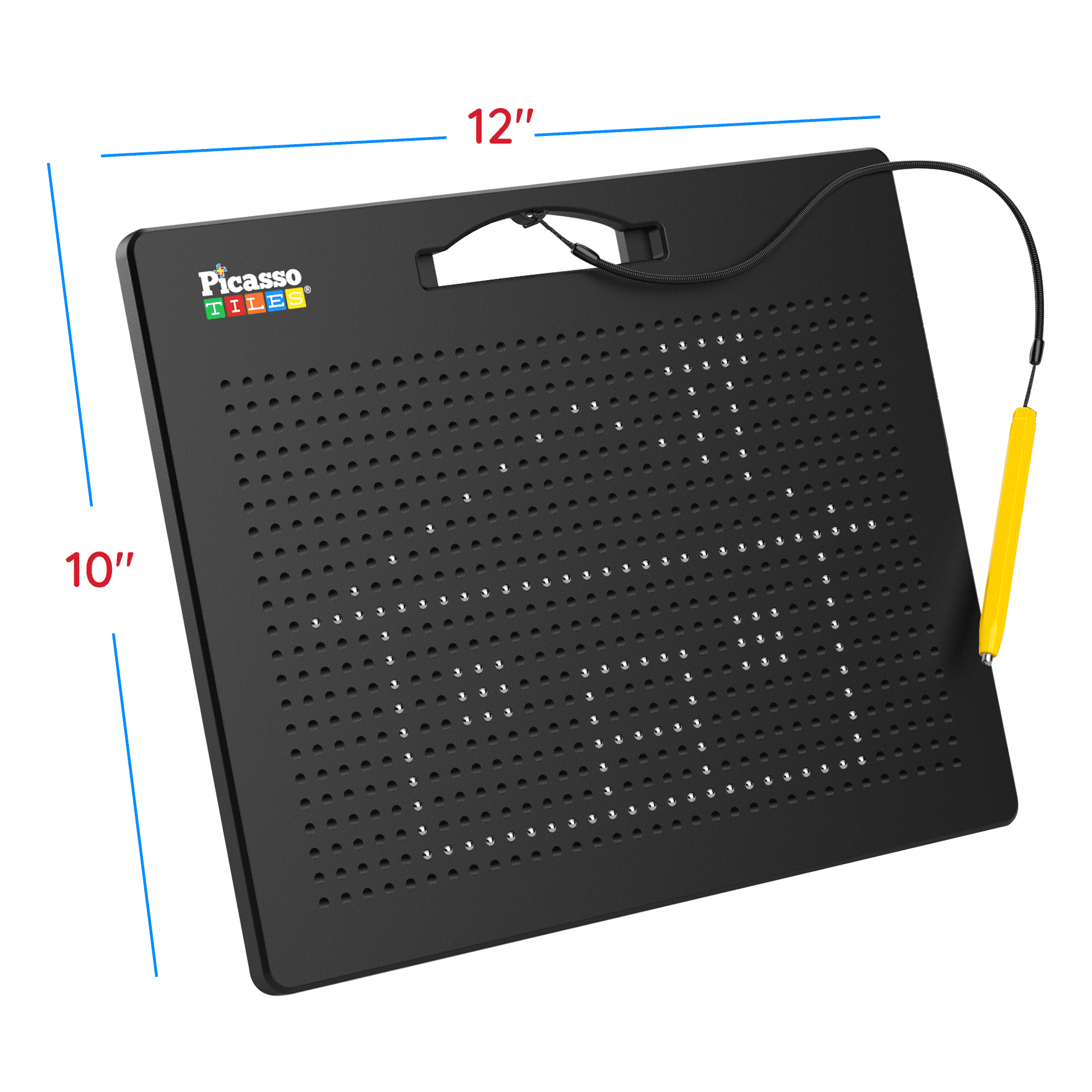 PicassoTiles Magnetic Drawing Board 748 Beads Pad, 12x10 Inch