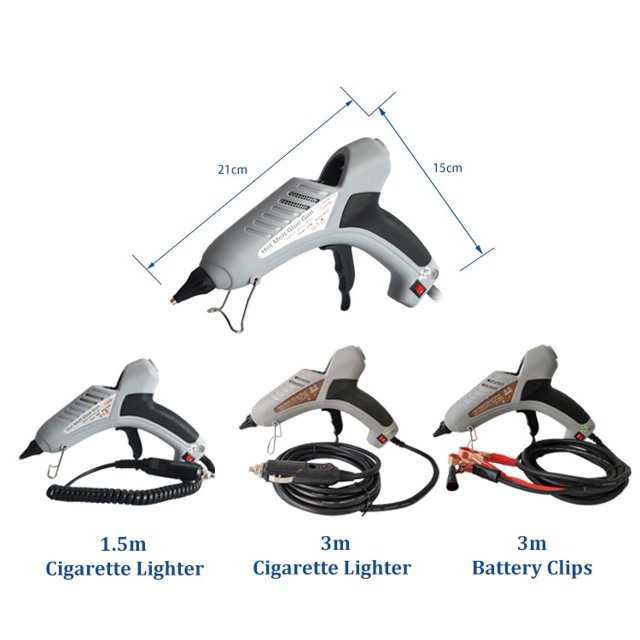 Pistola de pegamento de fusión en caliente universal automotriz Pistola de pegamento de fusión en caliente manual para encendedor de cigarrillos al aire libre + 10 barras de pegamento LingWen 8390614198685