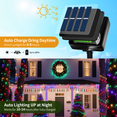 thumbnail image 3 of 4 Pack Solar String Lights Outdoor Waterproof, 480 LED Multicolor with 8 Modes and Adjustable Solar Panel for Garden Patio, 3 of 7