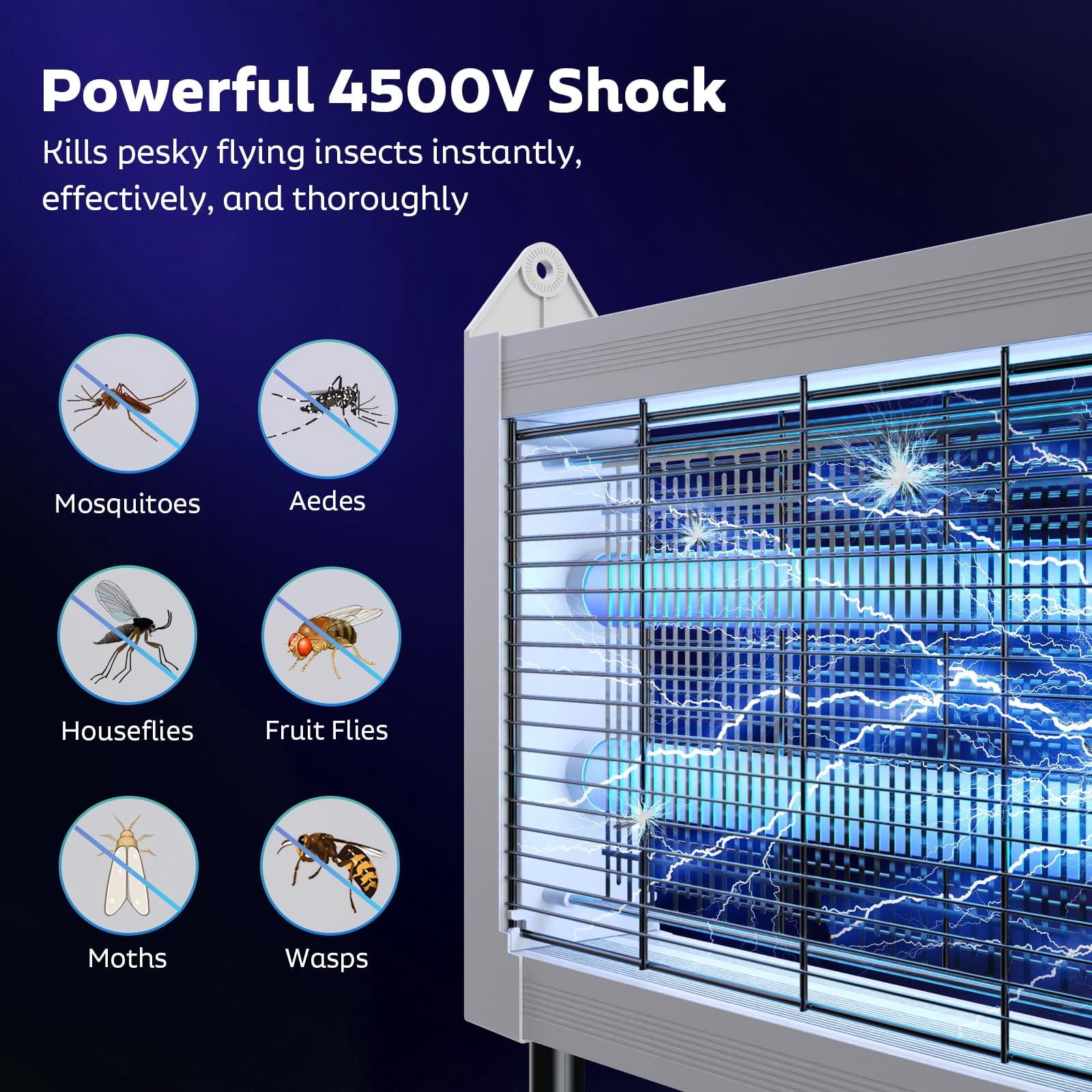 Solar Zapper Outdoor  Mosquito Waterproof Electric Fly Rechargeable Killer Lamp With 10w Panel 4500v Cordless For Backyard Patio Garden Rv Camping