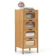 thumbnail image 1 of Gymax Commode à 4 Tiroirs avec Tiroirs en Verre Trempé Cannelé Commode Milieu du Siècle, 1 of 10