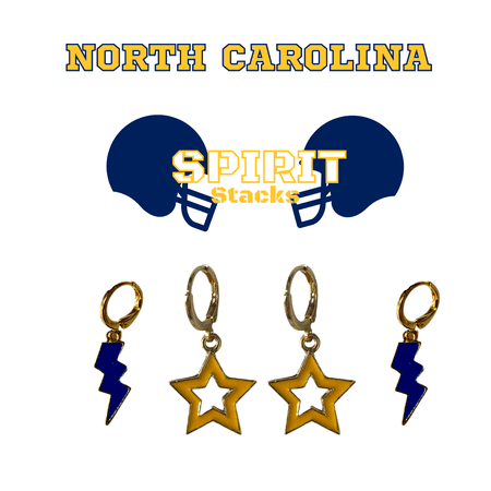 University of North Carolina Wilmington Spirit Stack navy mini enamel bolts and golden yellow statement open starboys