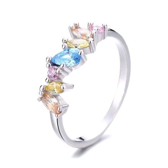 Amy and Annette Sterling Silver and Pastel Multi-Cut Ring With crystals from Swarovski