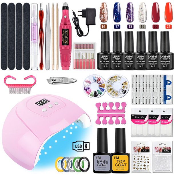 Juego de manicura con lámpara de uñas acrílica, secador de uñas, brocas, Kit de esmalte de Gel, juego de herramientas para manicura