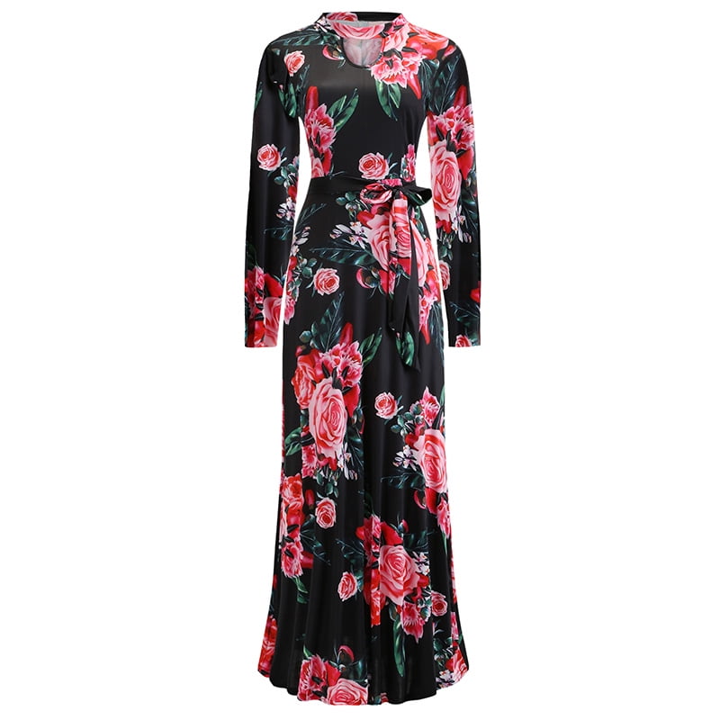 flower & polka dot print dress