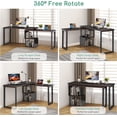 thumbnail image 5 of Home Office Computer Desk with 2-Tier Storage Shelf for Bedroom, Dorm, Study Room, 5 of 7