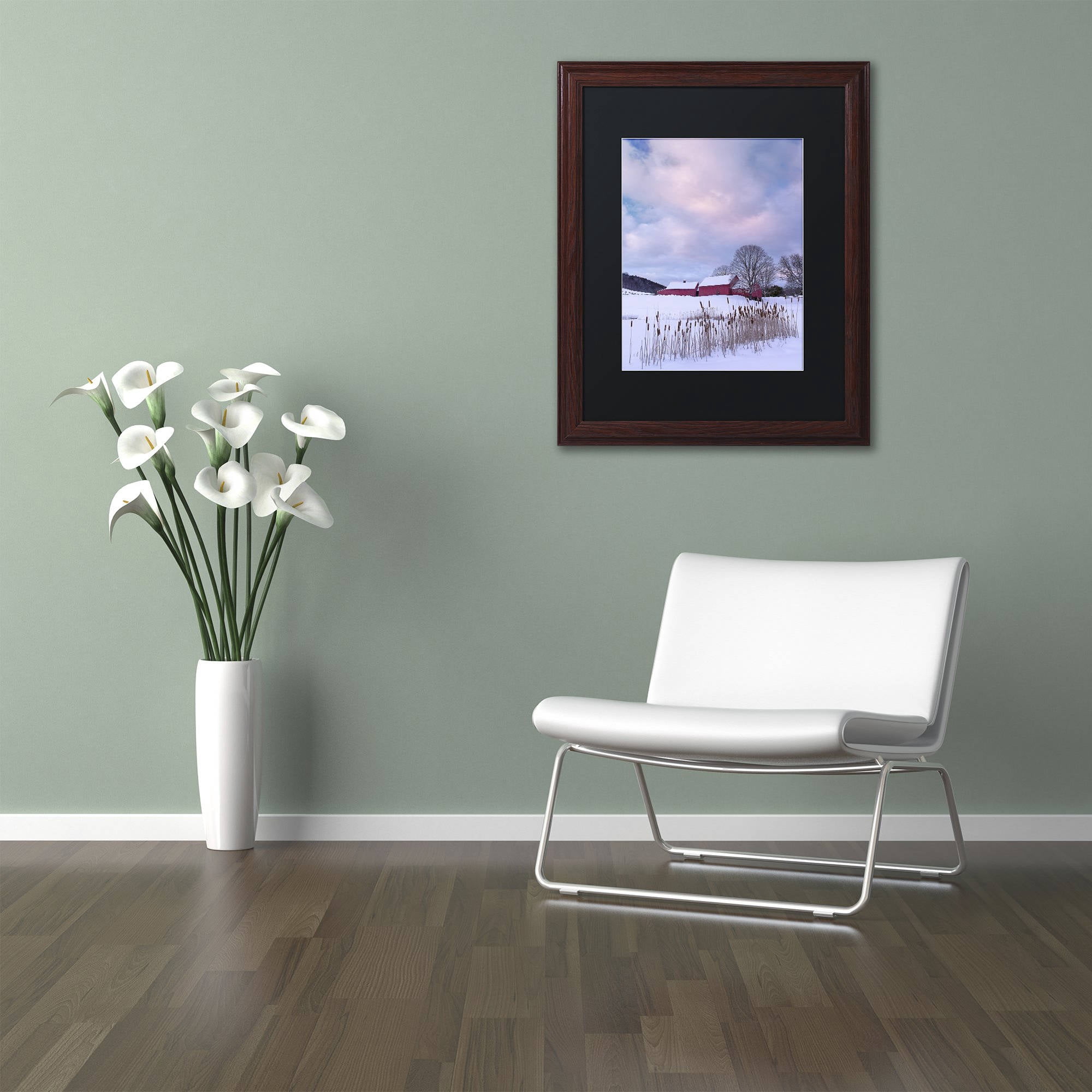 Trademark Fine Art "Cat O'Nine In Snow" Canvas Art by Michael Blanchette Photography Black Matte, Wood Frame