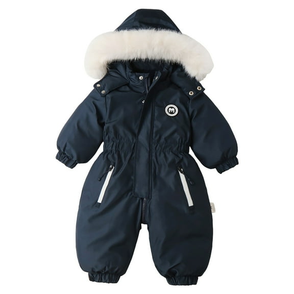 Povozer Kids Baby One Piece Snowsuits Ski Suits Jackets Coats Jumpsuits(Navy,18-24M)