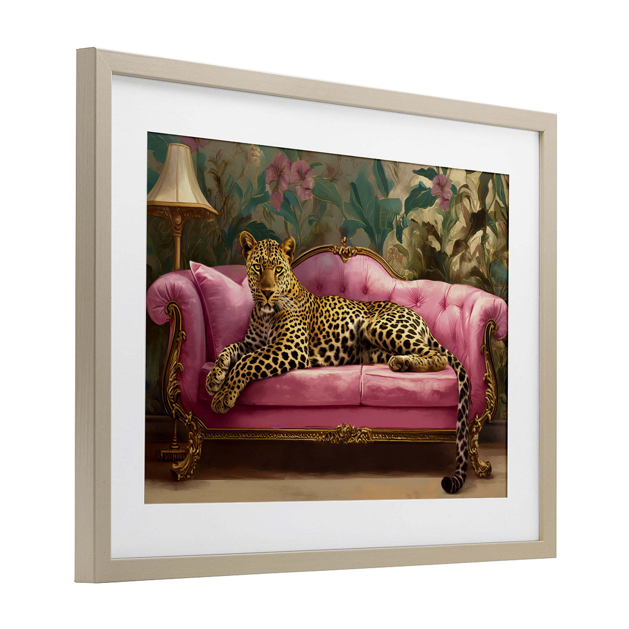 Stupell Industries Exotic Lounging Leopard Birch Framed Print Under Glass, design by Tina LeCour