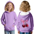 thumbnail image 3 of Asxite Toddler Tops Long Sleeve Hoodie Berry Print Bow with Pockets Fall Winter 3-13 Y, 3 of 6