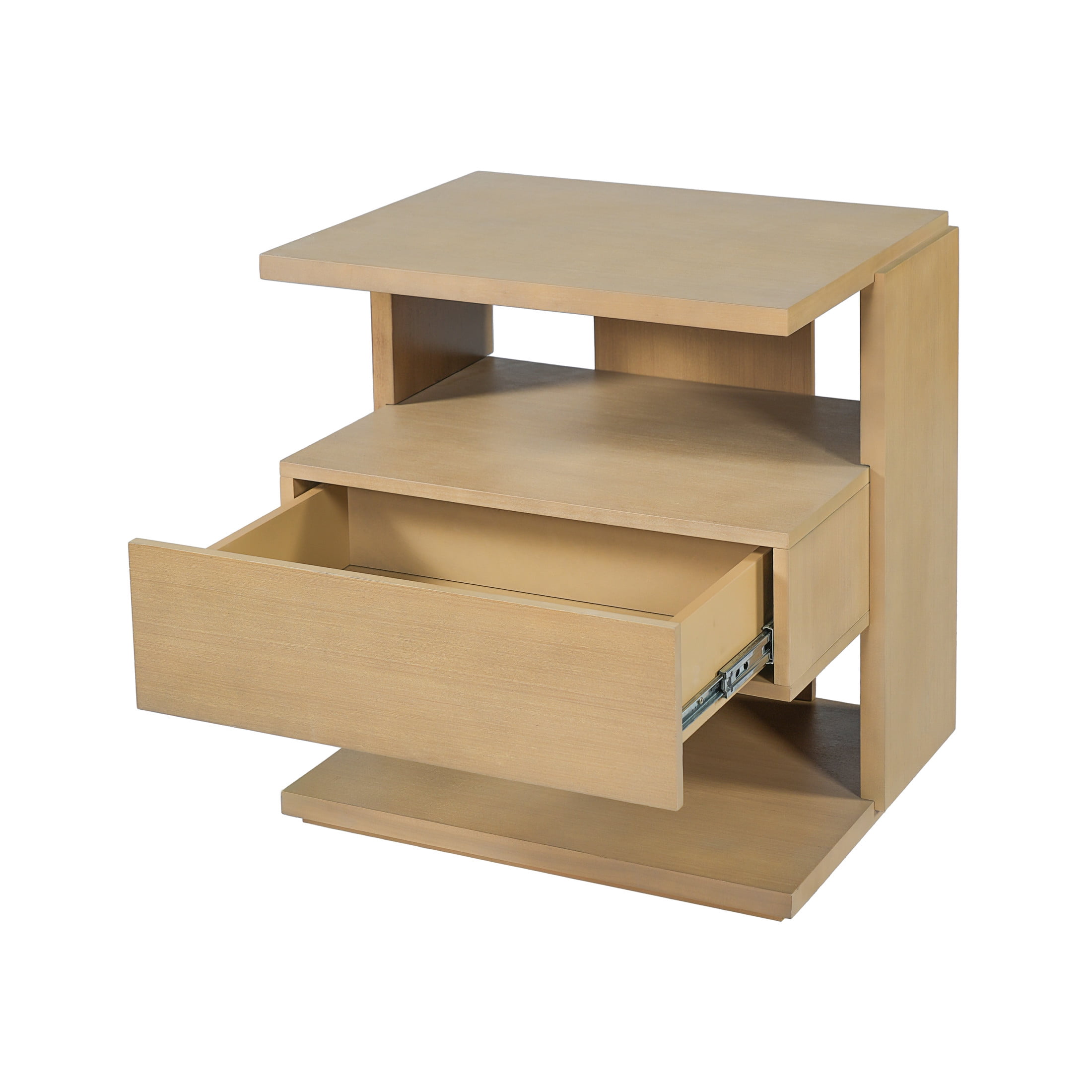 Christopher Knight Home Mid-Century Nightstand with Drawer, Unique C-Shaped Bedside Table, Natural, Set of 2