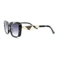 thumbnail image 3 of Womens Chic Designer Jewel Arm Rectangular Cat Eye Diva Sunglasses Clear Tortoise - Smoke, 3 of 4