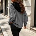 thumbnail image 4 of Iyufng Womens Hooded Corduroy Jackets Button Down Long Sleeve Casual Coat with Chest Pockets and Drawstring Hood, 4 of 9